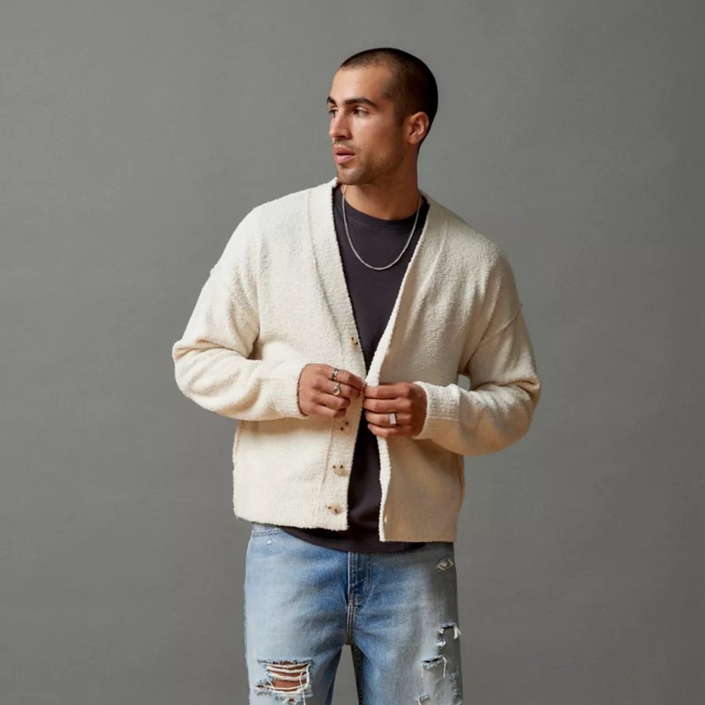 BDG Cream Button-Up sweater